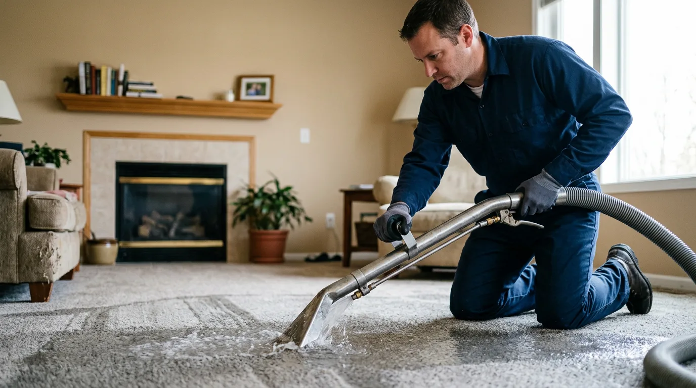 Water damage restoration technician working near Lewis, NY
